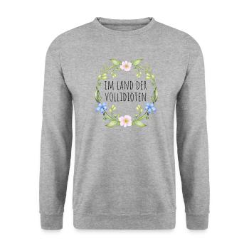 Im Land der Vollidioten - Unisex Pullover - Weißgrau meliert - Vorne - Alina (178cm) & Michal (187cm)