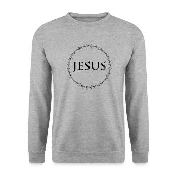 JESUS CHRIST CROWN Cadeau Bible Christian - Sweat-shirt Unisexe - gris chiné - Devant - Alina (178cm) & Michal (187cm)
