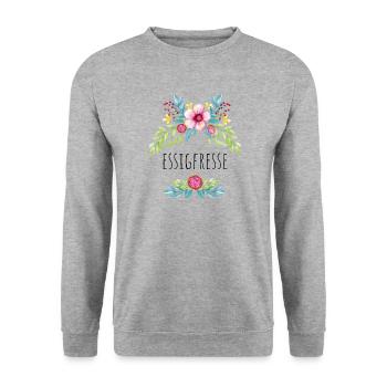 Essigfresse - Unisex Pullover - Weißgrau meliert - Vorne - Alina (178cm) & Michal (187cm)