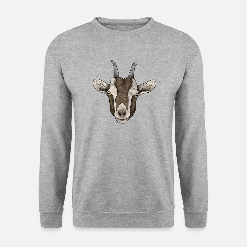 Ziegenkopf - Unisex Pullover - Weißgrau meliert