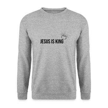 Jésus est roi Bible Dieu idée cadeau chrétien - Sweat-shirt Unisexe - gris chiné - Devant - Alina (178cm) & Michal (187cm)