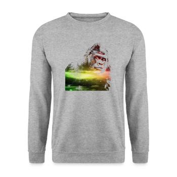 gorille galaxie - Sweat-shirt Unisexe - gris chiné - Devant - Alina (178cm) & Michal (187cm)