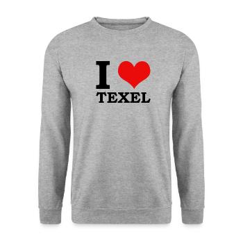 I love Texel Insel Urlaub Niederlande Nordsee - Unisex Pullover - Weißgrau meliert - Vorne - Alina (178cm) & Michal (187cm)