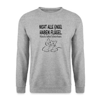 Katzen Spruch Geschenkidee - Unisex Pullover - Weißgrau meliert - Vorne - Alina (178cm) & Michal (187cm)