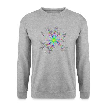 Blitz Gewitter psychedelisch psy Goa trance - Unisex Pullover - Weißgrau meliert - Vorne - Alina (178cm) & Michal (187cm)