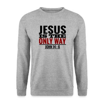 Jésus Christ - Dieu - Verset de la Bible - Cadeau de croix - Sweat-shirt Unisexe - gris chiné - Devant - Alina (178cm) & Michal (187cm)
