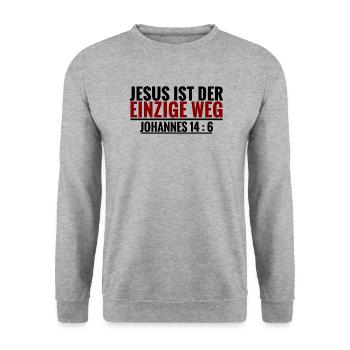 Jesus der einzige Weg Bibel Gott Christlich Kreuz - Unisex Pullover - Weißgrau meliert - Vorne - Alina (178cm) & Michal (187cm)
