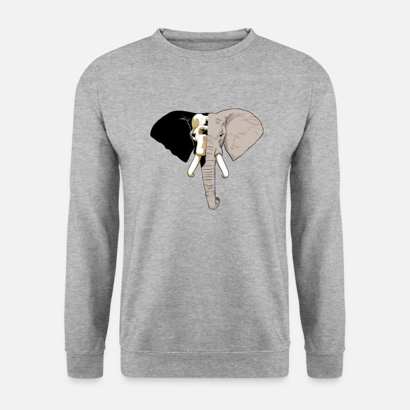 Majestätischer Elefant mit Skull Fade - Unisex Pullover - Weißgrau meliert