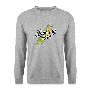 love my corn | Corn kukuruz corncob vegetarian - Unisex Sweatshirt - salt & pepper - Front - Alina (178cm) & Michal (187cm)