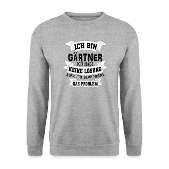 Gärtner Garten Spruch Geschenkidee - Unisex Pullover - Weißgrau meliert - Vorne - Alina (178cm) & Michal (187cm)