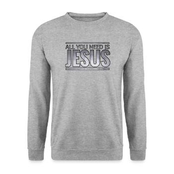 Jésus Christ - Sweat-shirt Unisexe - gris chiné - Devant - Alina (178cm) & Michal (187cm)