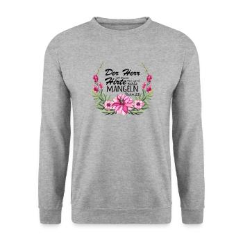 Psaume 23 Jésus Christ verset de la Bible Dieu chrétien - Sweat-shirt Unisexe - gris chiné - Devant - Alina (178cm) & Michal (187cm)