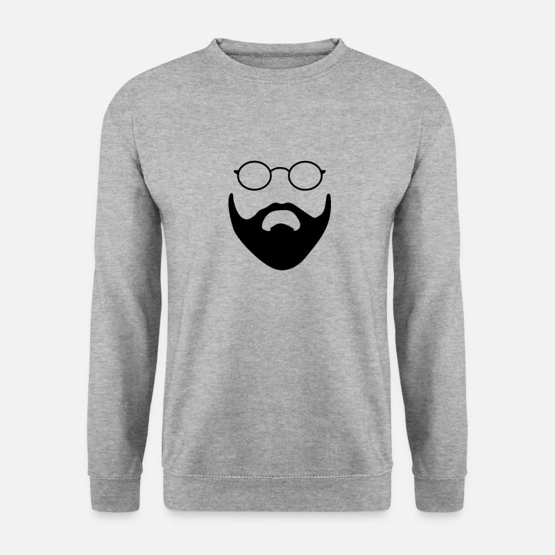 Hipsterbart mit Brille - Unisex Pullover - Weißgrau meliert