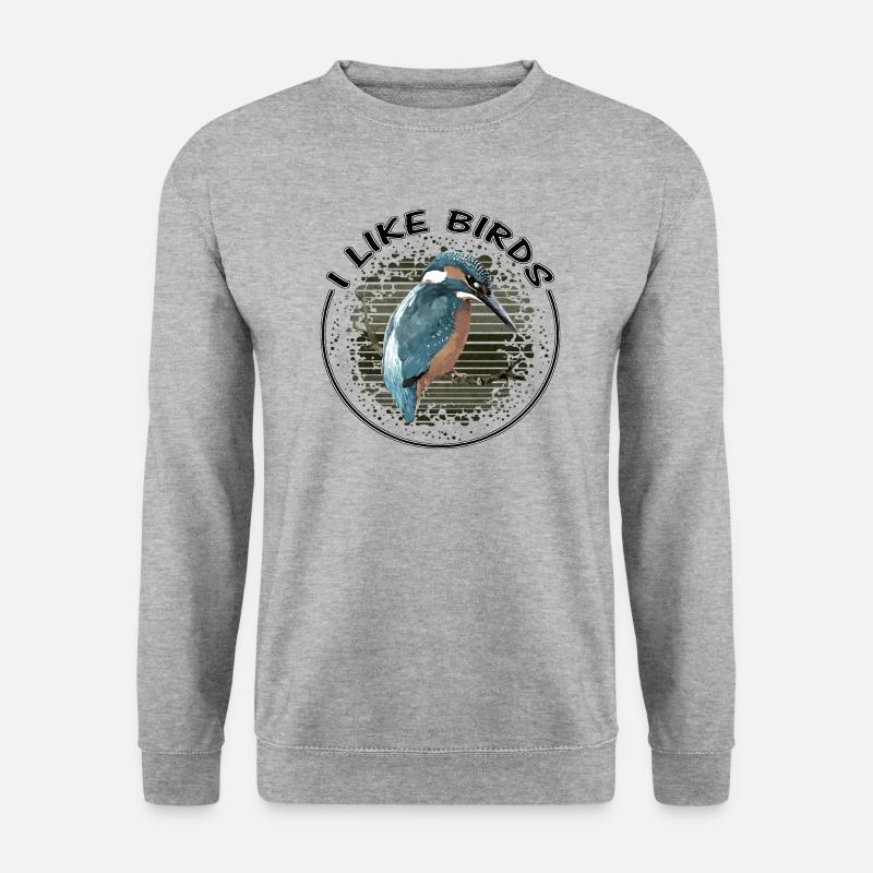 Ich mag Vögel - Unisex Pullover - Weißgrau meliert