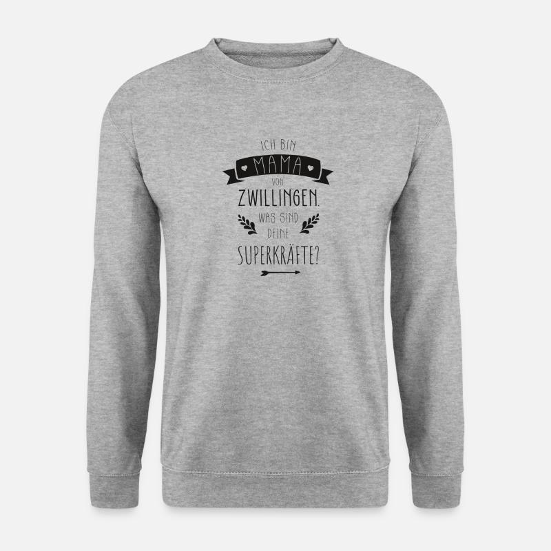 Stolze Mama von Zwillingen Mutter Spruch Geschenk - Unisex Pullover - Weißgrau meliert
