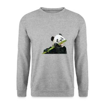 Panda Bambou manger doux mosaïque illustration - Sweat-shirt Unisexe - gris chiné - Devant - Alina (178cm) & Michal (187cm)