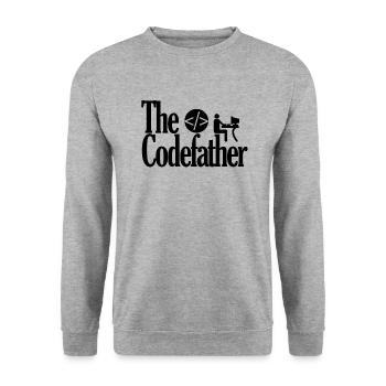 The Codefather Coding Programmieren Godfather Pate - Unisex Pullover - Weißgrau meliert - Vorne - Alina (178cm) & Michal (187cm)