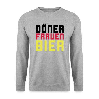 Döner Frauen Bier - Unisex Pullover - Weißgrau meliert - Vorne - Alina (178cm) & Michal (187cm)
