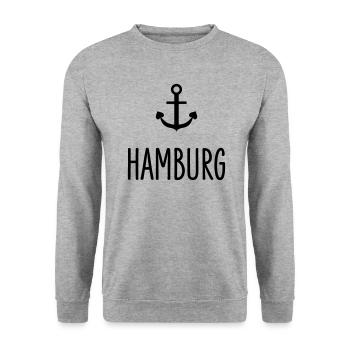 Hamburg Anker - Unisex Pullover - Weißgrau meliert - Vorne - Alina (178cm) & Michal (187cm)