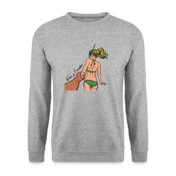 come on I'm taking you to the beach - Unisex Sweatshirt - salt & pepper - Front - Alina (178cm) & Michal (187cm)