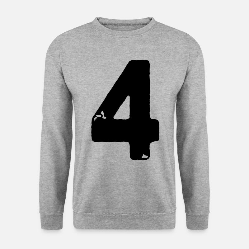 4 Zahl Trikot - Unisex Pullover - Weißgrau meliert