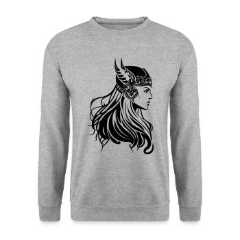 Viking Woman Warrior Viking - Unisex Sweatshirt - salt & pepper - Front - Alina (178cm) & Michal (187cm)