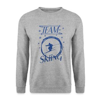 Team Skiing - Unisex Pullover - Weißgrau meliert - Vorne - Alina (178cm) & Michal (187cm)