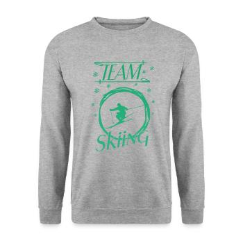 Skiing - Unisex Pullover - Weißgrau meliert - Vorne - Alina (178cm) & Michal (187cm)