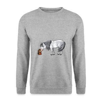 Poney et chevaux hérisson amis bestial mignon - Sweat-shirt Unisexe - gris chiné - Devant - Alina (178cm) & Michal (187cm)