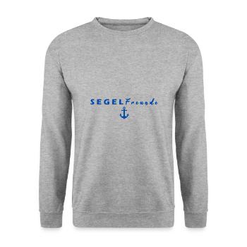 Segelfreunde mit Ankerlogo in blau - Unisex Pullover - Weißgrau meliert - Vorne - Alina (178cm) & Michal (187cm)