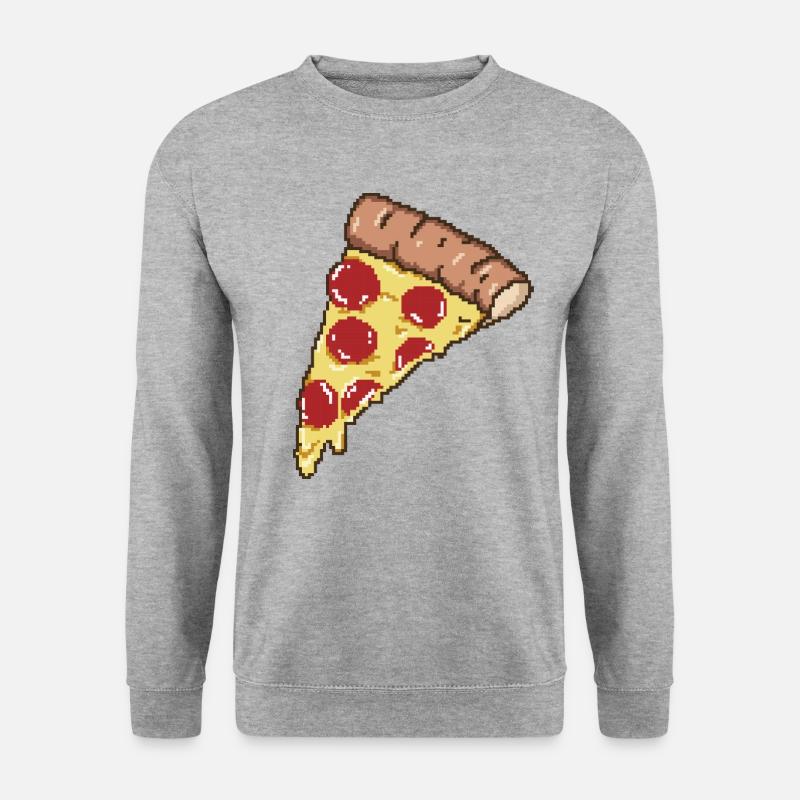 Pizza Pixel-Kunst - Unisex Pullover - Weißgrau meliert