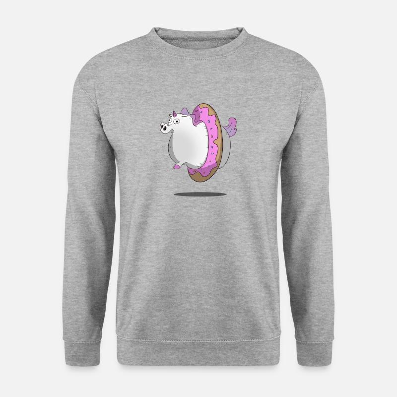 Unicorn / Einhorn - Donut - Unisex Pullover - Weißgrau meliert