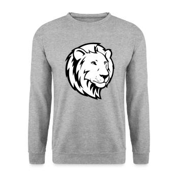 lion - Unisex Sweatshirt - salt & pepper - Front - Alina (178cm) & Michal (187cm)
