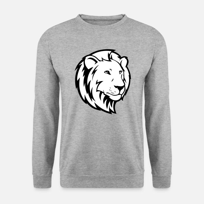 löwe - Unisex Pullover - Weißgrau meliert