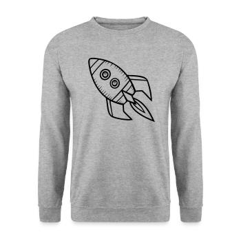 Raumschiff Rakete - Unisex Pullover - Weißgrau meliert - Vorne - Alina (178cm) & Michal (187cm)