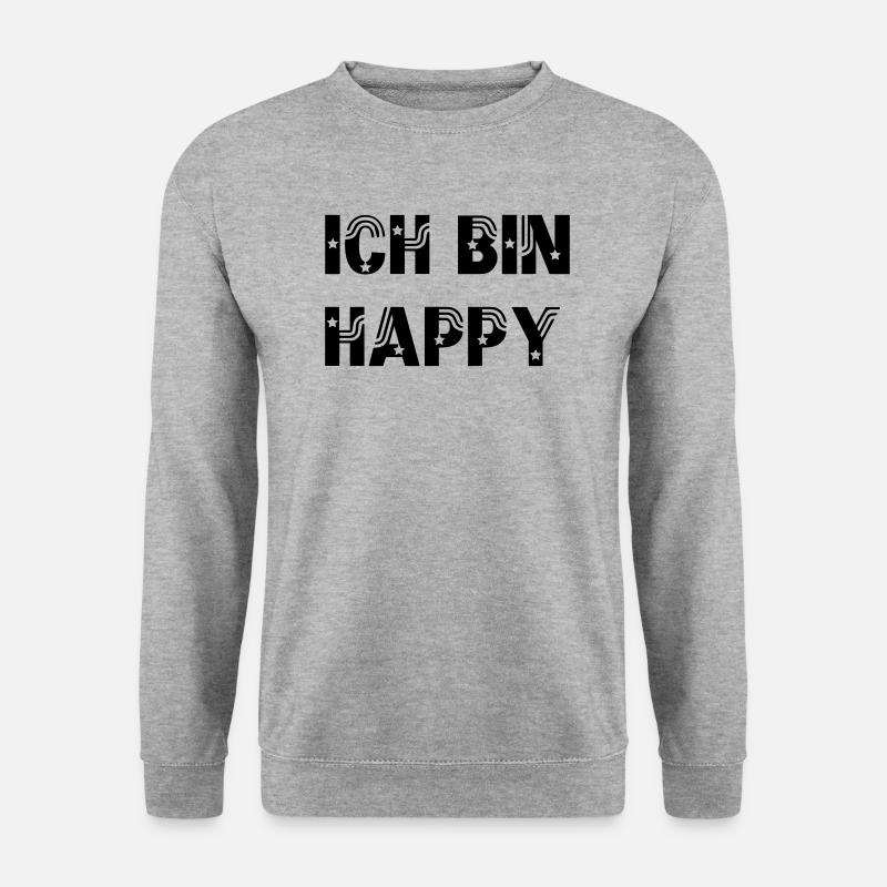 ICH BIN HAPPY - Unisex Pullover - Weißgrau meliert
