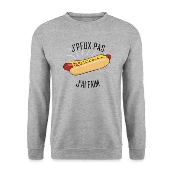 Ich kann nicht, ich bin hungrig - Unisex Pullover - Weißgrau meliert - Vorne - Alina (178cm) & Michal (187cm)