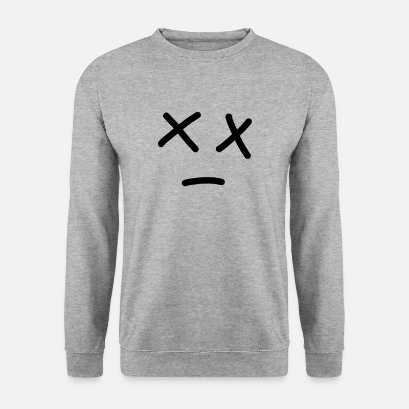 Smiley traurig X( - Unisex Pullover - Weißgrau meliert