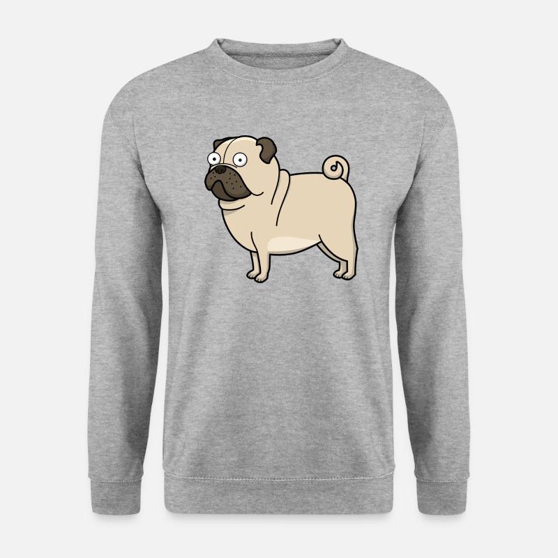 Derp Pug - Unisex Pullover - Weißgrau meliert