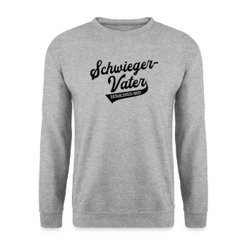 Schwiegervater 2024 Brautvater Schwiegerpapa in 24 - Unisex Pullover - Weißgrau meliert - Vorne - Alina (178cm) & Michal (187cm)