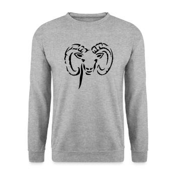 Widder - Unisex Pullover - Weißgrau meliert - Vorne - Alina (178cm) & Michal (187cm)