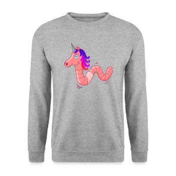 Uniworm, ver de terre + licorne, licorne la plus cool - Sweat-shirt Unisexe - gris chiné - Devant - Alina (178cm) & Michal (187cm)