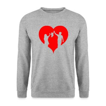 Famille avec cœur - Sweat-shirt Unisexe - gris chiné - Devant - Alina (178cm) & Michal (187cm)