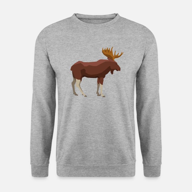 Elch - Unisex Pullover - Weißgrau meliert