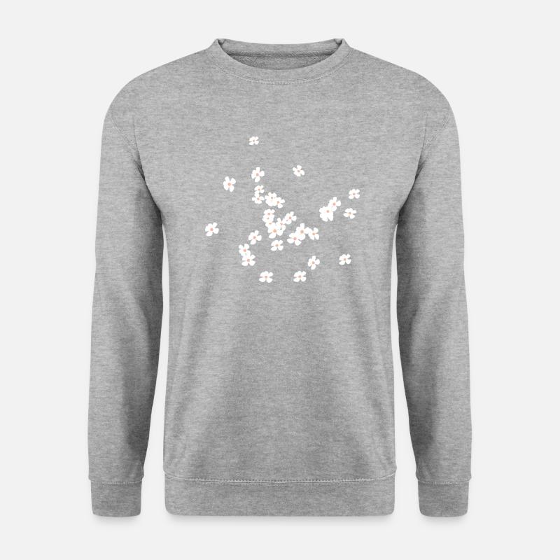 weiße Blümchen viele Blumen Frühling Flow Sommer - Unisex Pullover - Weißgrau meliert