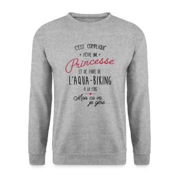 princesse et Aqua-Biking - Sweat-shirt Unisexe - gris chiné - Devant - Alina (178cm) & Michal (187cm)