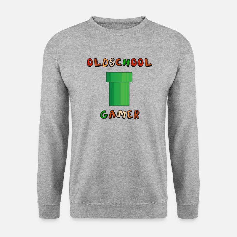 Oldschool Gamer - Retro gaming Design - Unisex Pullover - Weißgrau meliert