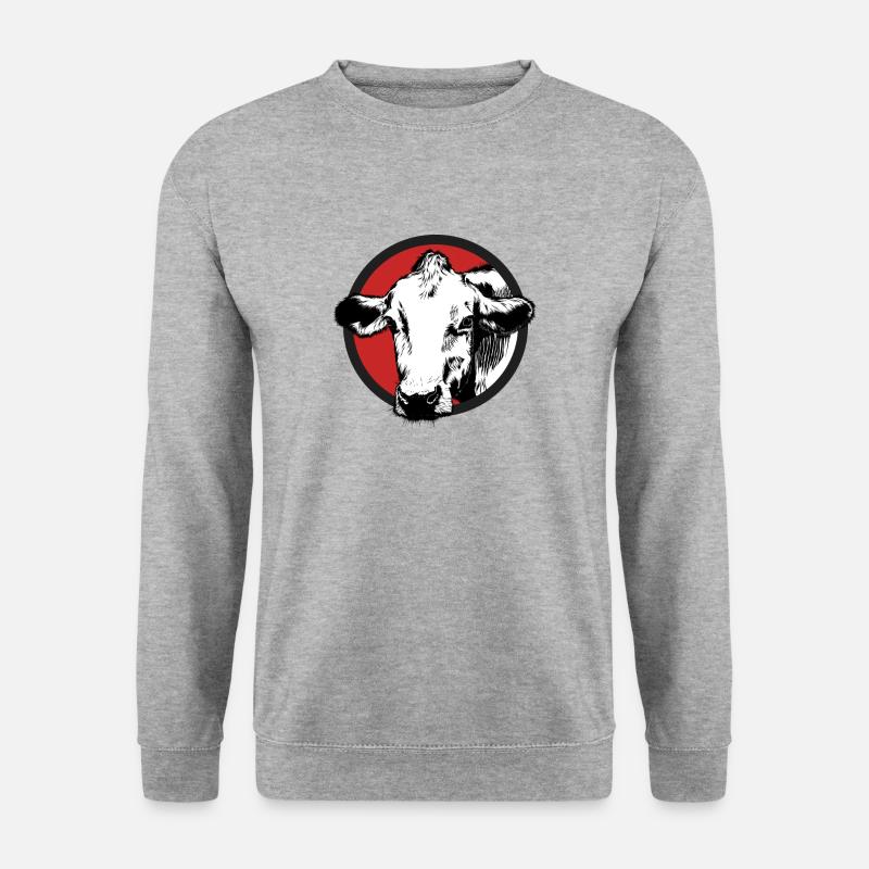 Kuh Bulle Rind Vieh Bauernhof Bauer Geschenk - Unisex Pullover - Weißgrau meliert