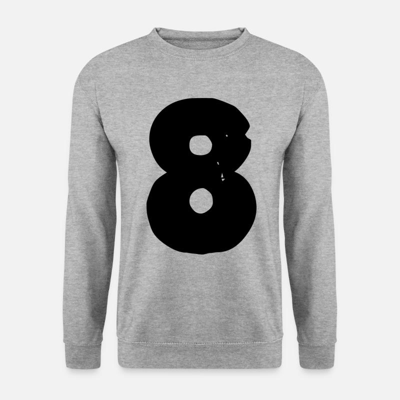 8 Zahl - Unisex Pullover - Weißgrau meliert