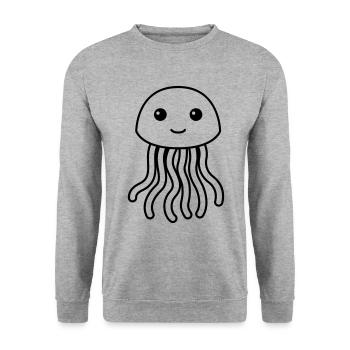 Jellyfish Comic Animal - Unisex Sweatshirt - salt & pepper - Front - Alina (178cm) & Michal (187cm)